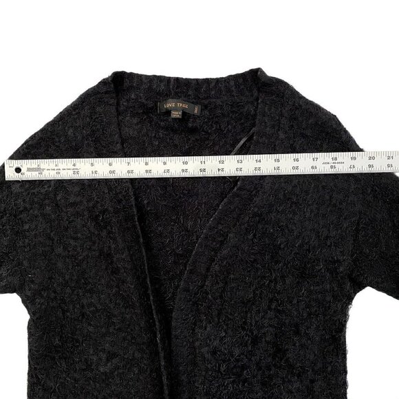 Love Tree | Fuzzy Cardigan Sweater | Dark Blue | Size: Small - Picture 9 of 11